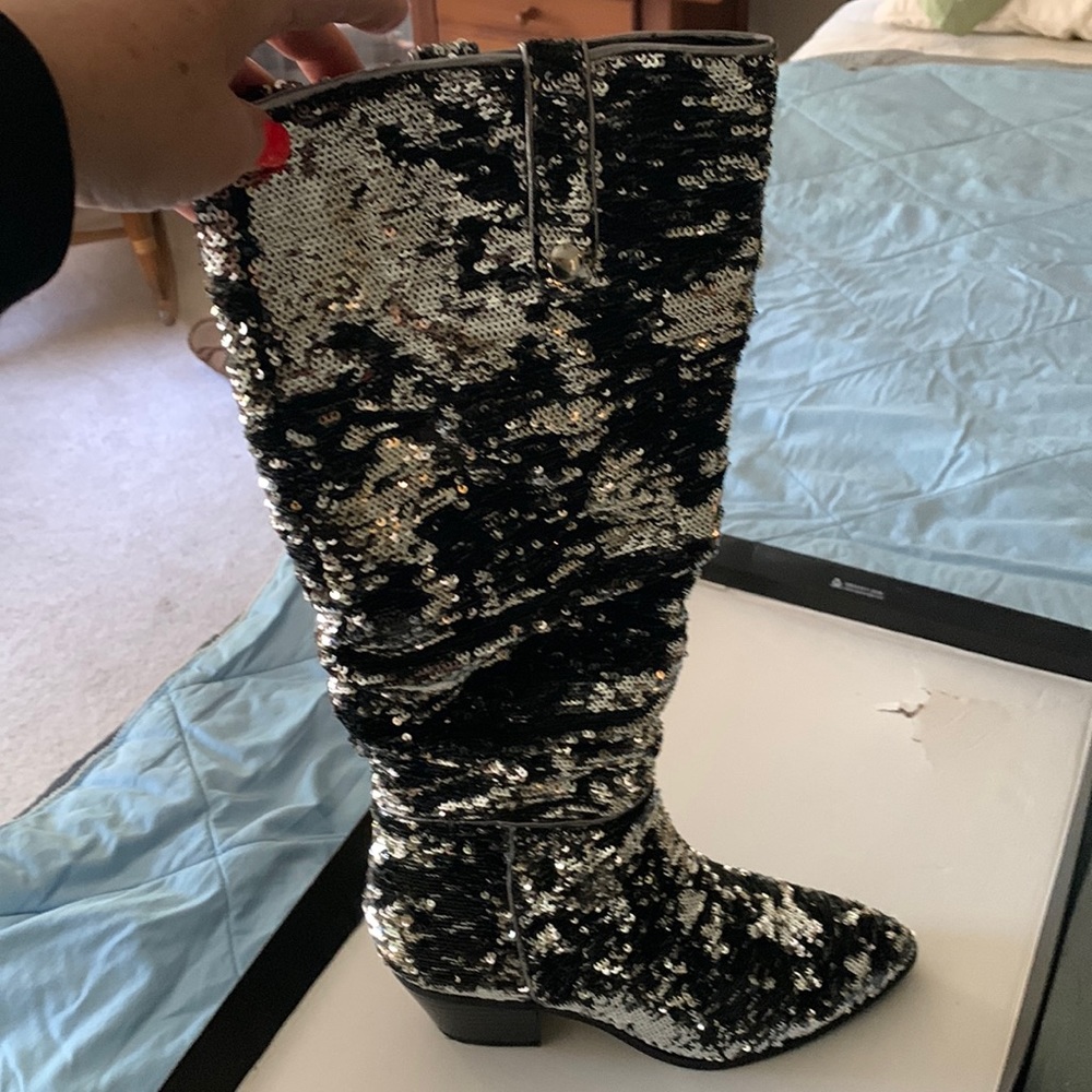 International I.N.C. Black Sequin boots